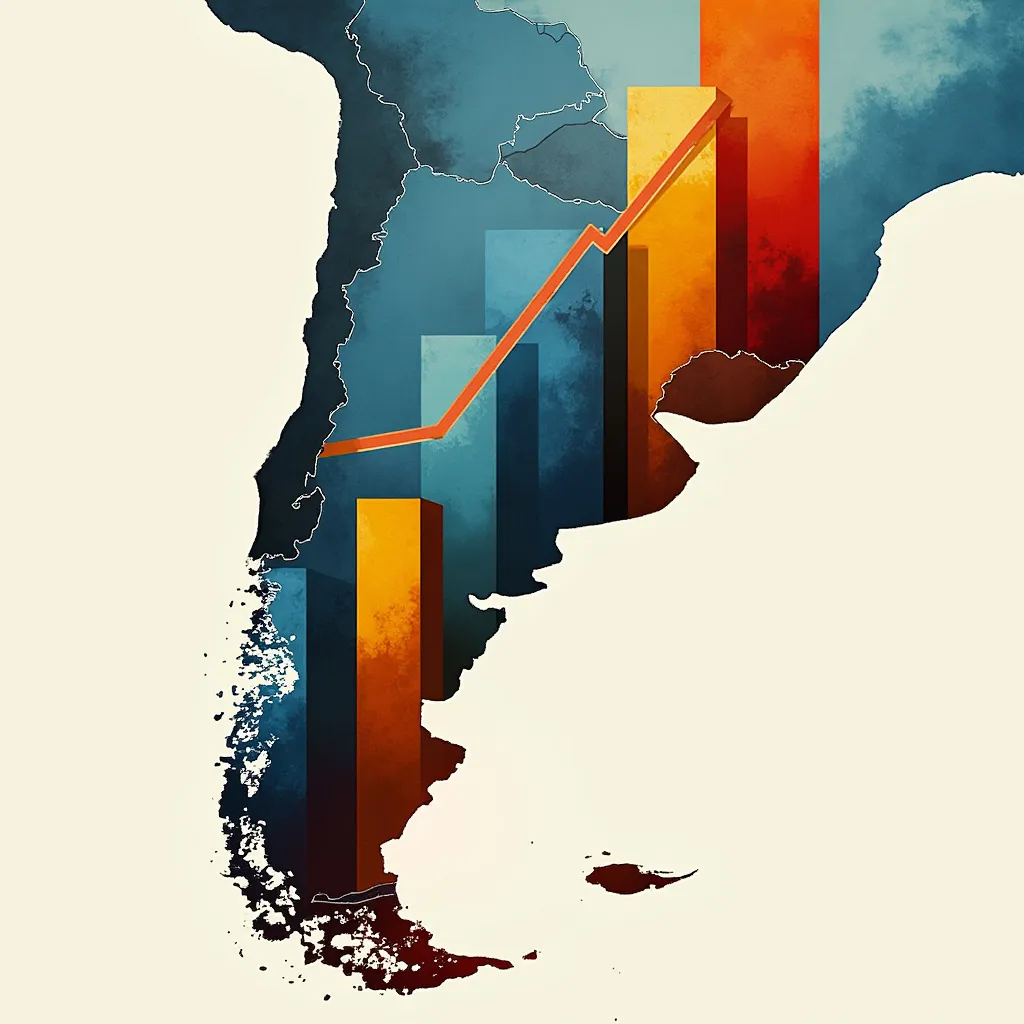 Representación abstracta del crecimiento financiero en Argentina