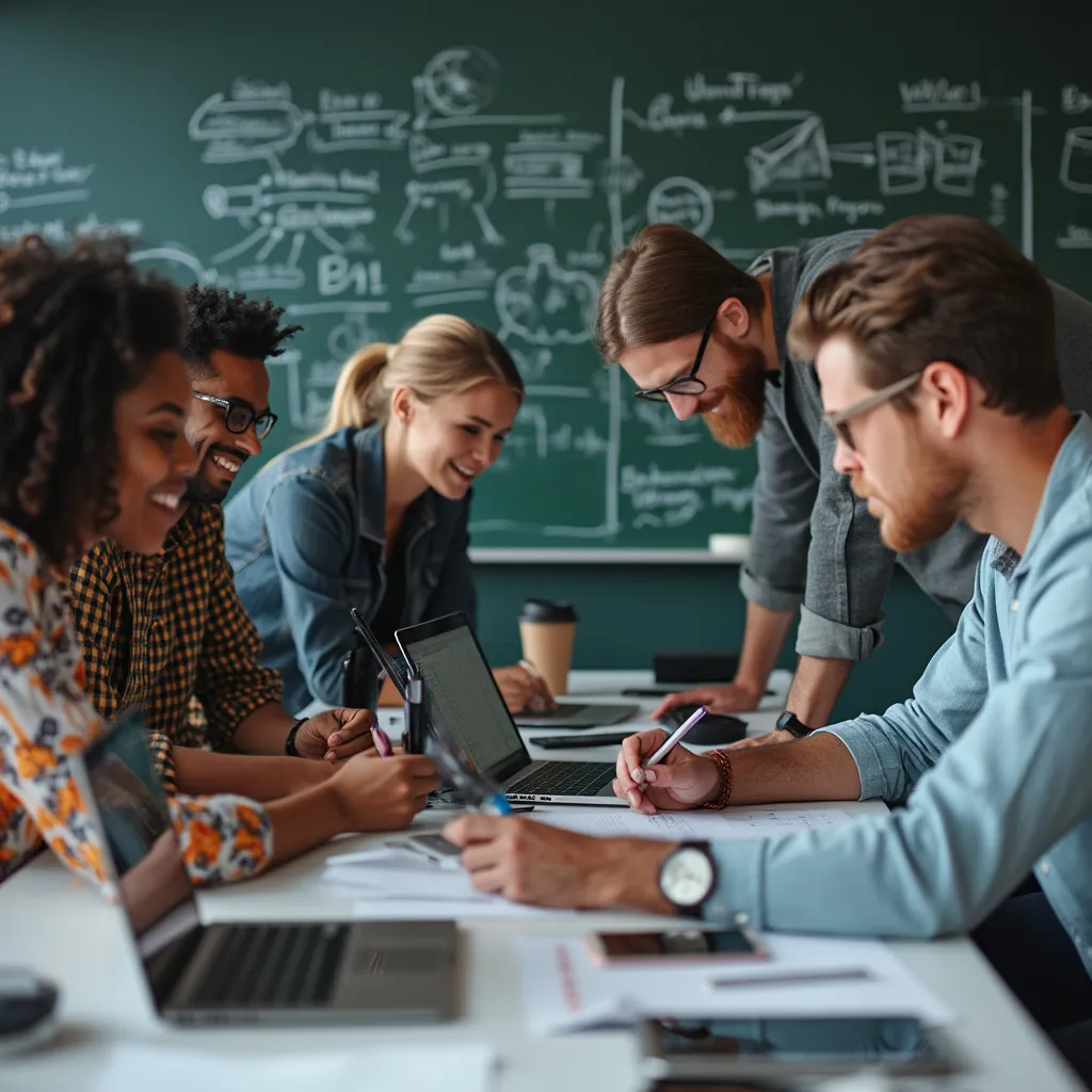Equipo de startup tecnológica colaborando